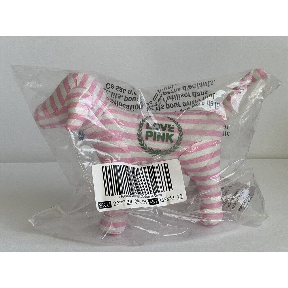 VICTORIA'S SECRET PINK Dog Toy Love Pink Logo White Iconic Stripe VS